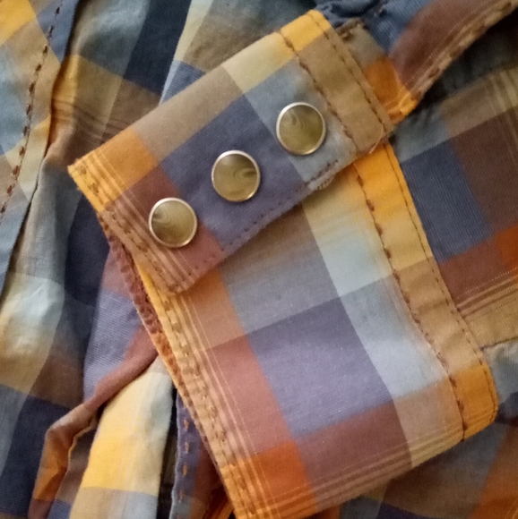 Wrangler Western Multi Plaid Pearl Snap Long Sleeve Shirt Sz XL - Picture 7 of 8